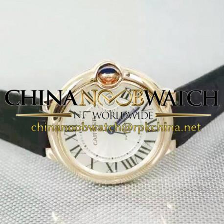 Replica Cartier Ballon Bleu 42MM 24K Rose Gold Plated White Dial Swiss 2836-2