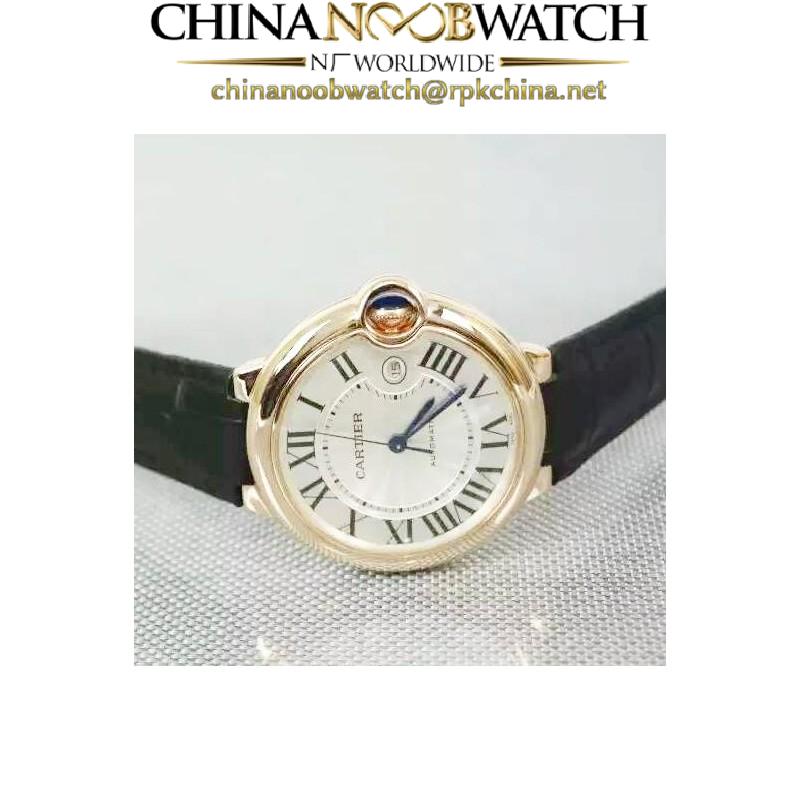 Replica Cartier Ballon Bleu 42MM 24K Rose Gold Plated White Dial Swiss 2836-2