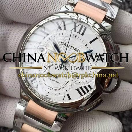 Replica Cartier Ballon Bleu Chronograph Stainless Steel White Dial Swiss 7750