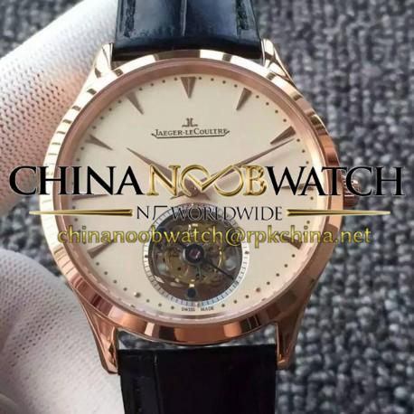 Replica Jaeger-LeCoultre Master Ultra Thin Tourbillon Rose Gold Beige Dial Swiss Tourbillon