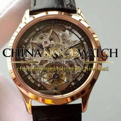 Replica Jaeger-LeCoultre Master Ultra Thin Tourbillon Rose Gold Black & Skeleton Dial Swiss Tourbillon