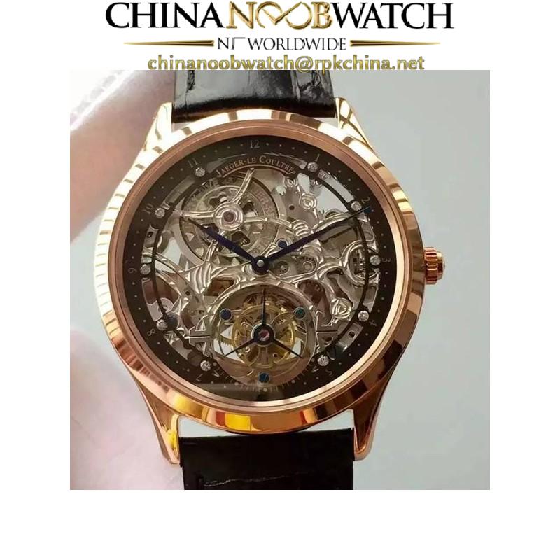 Replica Jaeger-LeCoultre Master Ultra Thin Tourbillon Rose Gold Black & Skeleton Dial Swiss Tourbillon