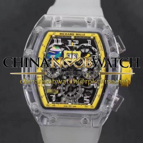 Replica Richard Mille RM011-FM Shappire Yellow & Skeleton Dial Swiss 7750