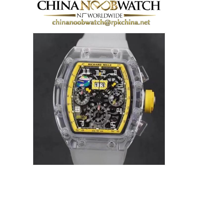 Replica Richard Mille RM011-FM Shappire Yellow & Skeleton Dial Swiss 7750