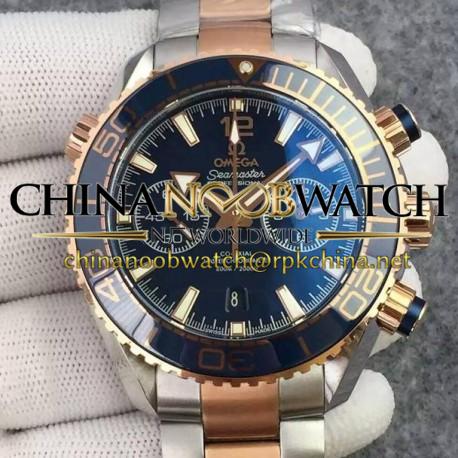 Replica Omega Seamaster Planet Ocean 600M Chronograph Stainless Steel & Rose Gold Blue Dial Swiss 9301