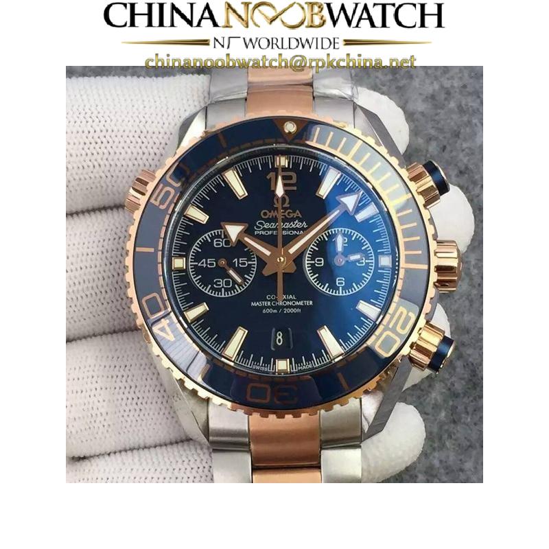 Replica Omega Seamaster Planet Ocean 600M Chronograph Stainless Steel & Rose Gold Blue Dial Swiss 9301