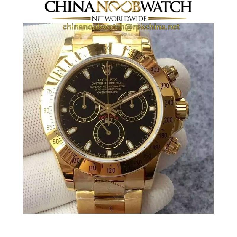 Replica Rolex Daytona Cosmograph 116508 JH Yellow Gold Black Dial Swiss 4130 Run 6@SEC