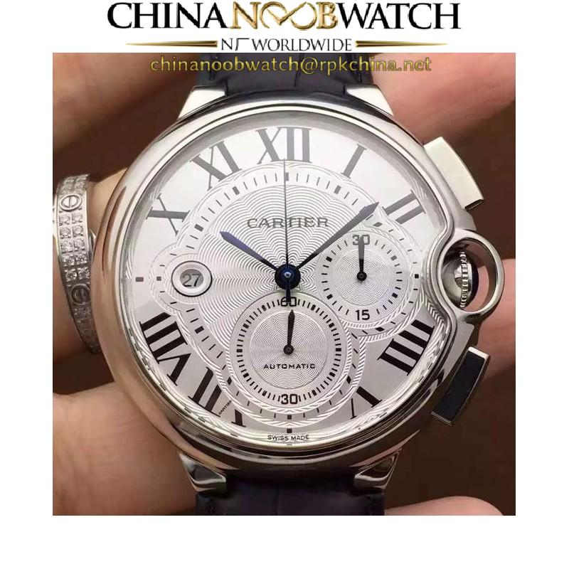 Replica Cartier Ballon Bleu Chronograph SS White Dial Swiss 7750