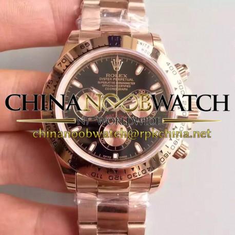 Replica Rolex Daytona Cosmograph 116505 JH Rose Gold Black Dial Swiss 4130 Run 6@SEC