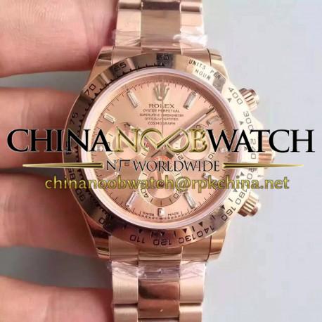 Replica Rolex Daytona Cosmograph 116505 JH Rose Gold Gold & Diamonds Dial Swiss 4130 Run 6@SEC