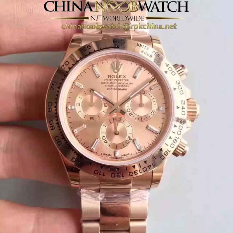 Replica Rolex Daytona Cosmograph 116505 JH Rose Gold Gold & Diamonds Dial Swiss 4130 Run 6@SEC