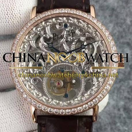 Replica Piaget Tourbillon Rose Gold & Diamonds Skeleton Dial Swiss Tourbillon