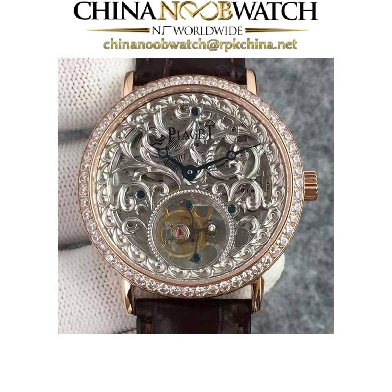 Replica Piaget Tourbillon Rose Gold & Diamonds Skeleton Dial Swiss Tourbillon