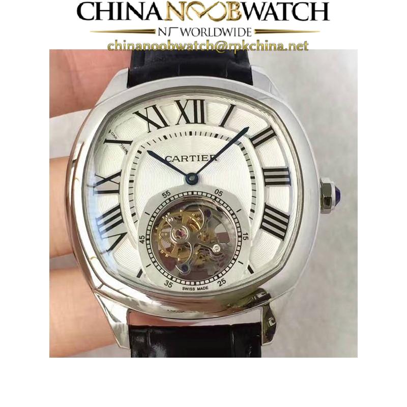 Replica Drive De Cartier Tourbillon W4100013 JF Stainless Steel White Dial Swiss Tourbillon 9452MC