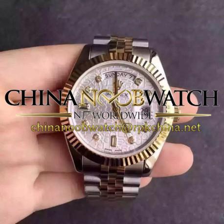 Replica Rolex Day-Date 116233 36MM V5 Stainless Steel & Yellow Gold White Rolex Dial Swiss 2836-2