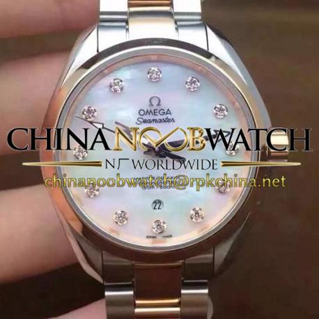 Replica Omega Aqua Terra 150M Lady 34MM Rose Gold & Stainless Steel Pearl Dial Swiss 8520