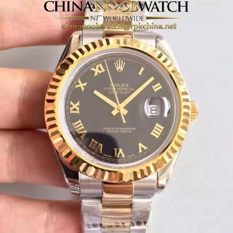 Replica Rolex Datejust 41 126333 41MM NF Stainless Steel & Yellow Gold Black & Roman Dial Swiss 2836-2