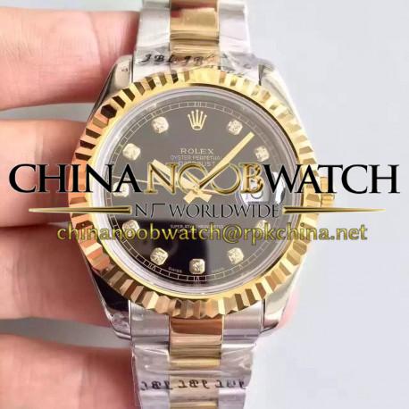 Replica Rolex Datejust 41 126333 41MM NF Stainless Steel & Yellow Gold Black & Diamonds Dial Swiss 2836-2