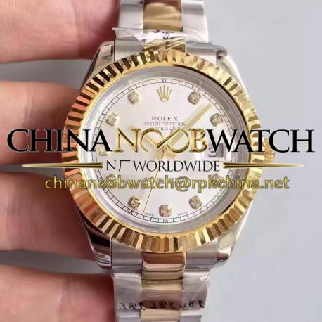 Replica Rolex Datejust 41 126333 41MM NF Stainless Steel & Yellow Gold White & Diamonds Dial Swiss 2836-2