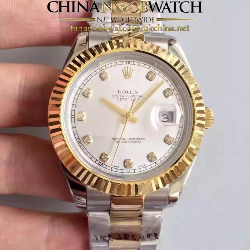 Replica Rolex Datejust 41 126333 41MM NF Stainless Steel & Yellow Gold White & Diamonds Dial Swiss 2836-2