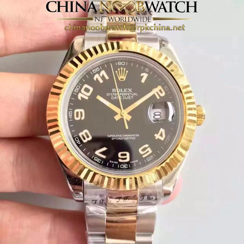 Replica Rolex Datejust 41 126333 41MM NF Stainless Steel & Yellow Gold Black & Arabic Dial Swiss 2836-2