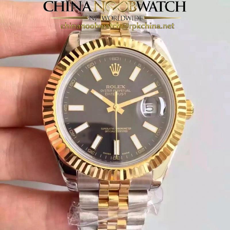 Replica Rolex Datejust 41 126333 41MM NF Stainless Steel & Yellow Gold Black Dial Swiss 2836-2