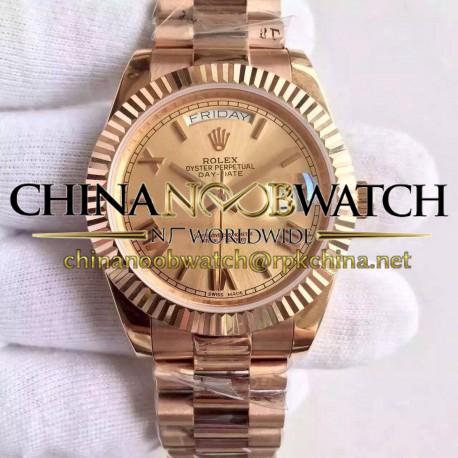 Replica Rolex Day-Date 40 228235 40MM KW Rose Gold Gold Dial Swiss 3255