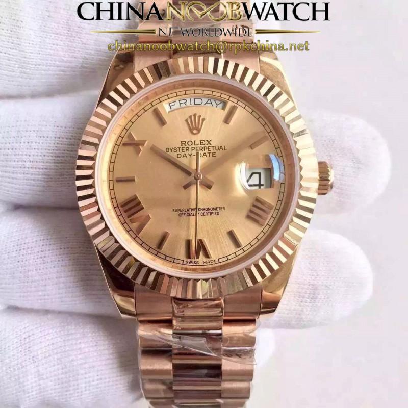 Replica Rolex Day-Date 40 228235 40MM KW Rose Gold Gold Dial Swiss 3255