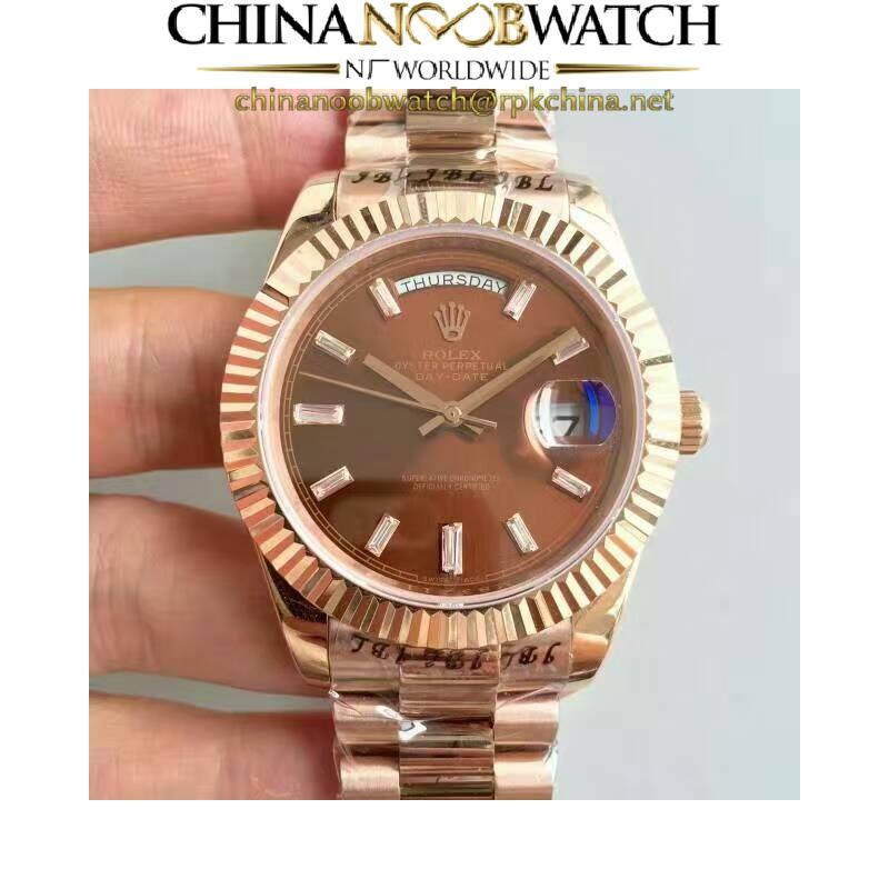 Replica Rolex Day-Date 40 228235 40MM KW Rose Gold Chocolate Dial Swiss 3255