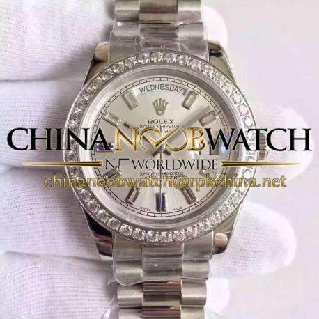 Replica Rolex Day-Date 40 228349RBR 40MM KW Stainless Steel & Diamonds Sundust Dial Swiss 3255