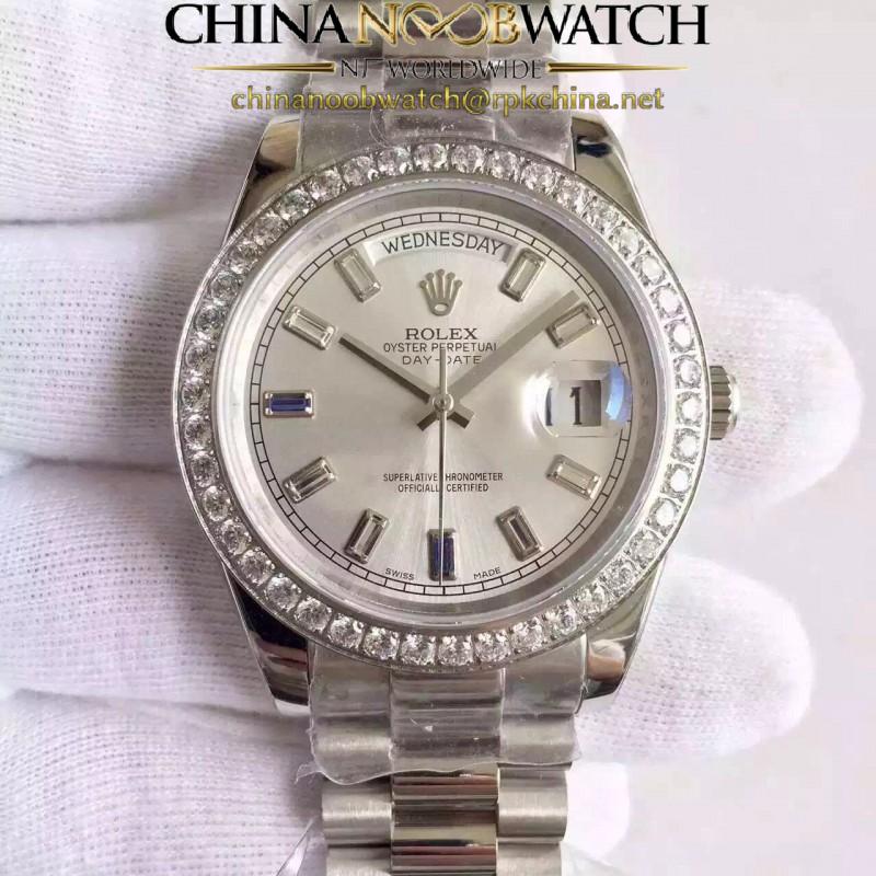 Replica Rolex Day-Date 40 228349RBR 40MM KW Stainless Steel & Diamonds Sundust Dial Swiss 3255