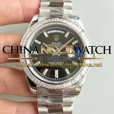 Replica Rolex Day-Date 40 228396TBR 40MM KW Stainless Steel & Diamonds Black Dial Swiss 3255