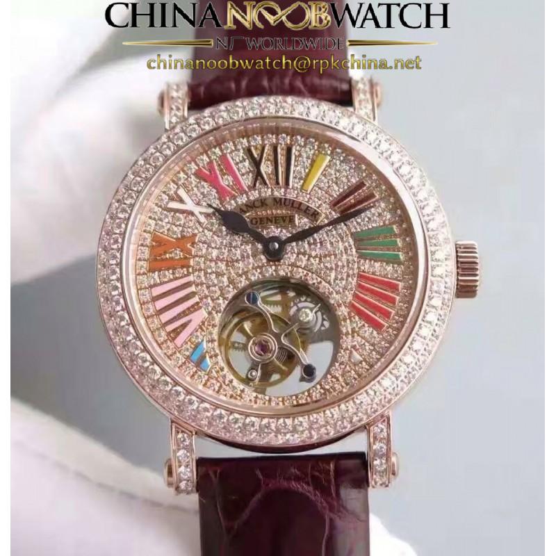 Replica Franck Muller Color Dreams Tourbillon Imperial Rose Gold & Diamonds Diamonds Dial Swiss Tourbillon