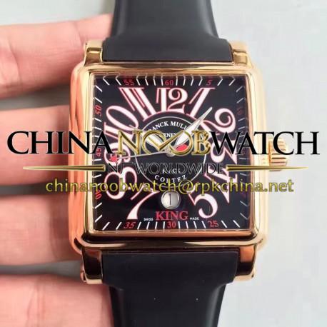 Replica Franck Muller Conquistador Cortez King 10000KSC ZX Rose Gold Black & Red Dial Swiss 2824-2