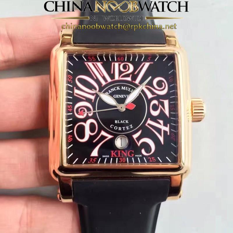 Replica Franck Muller Conquistador Cortez King 10000KSC ZX Rose Gold Black & Red Dial Swiss 2824-2