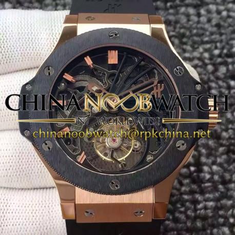 Replica Hublot Big Bang Skeleton Tourbillon Rose Gold & Ceramic Skeleton Dial Swiss Tourbillon