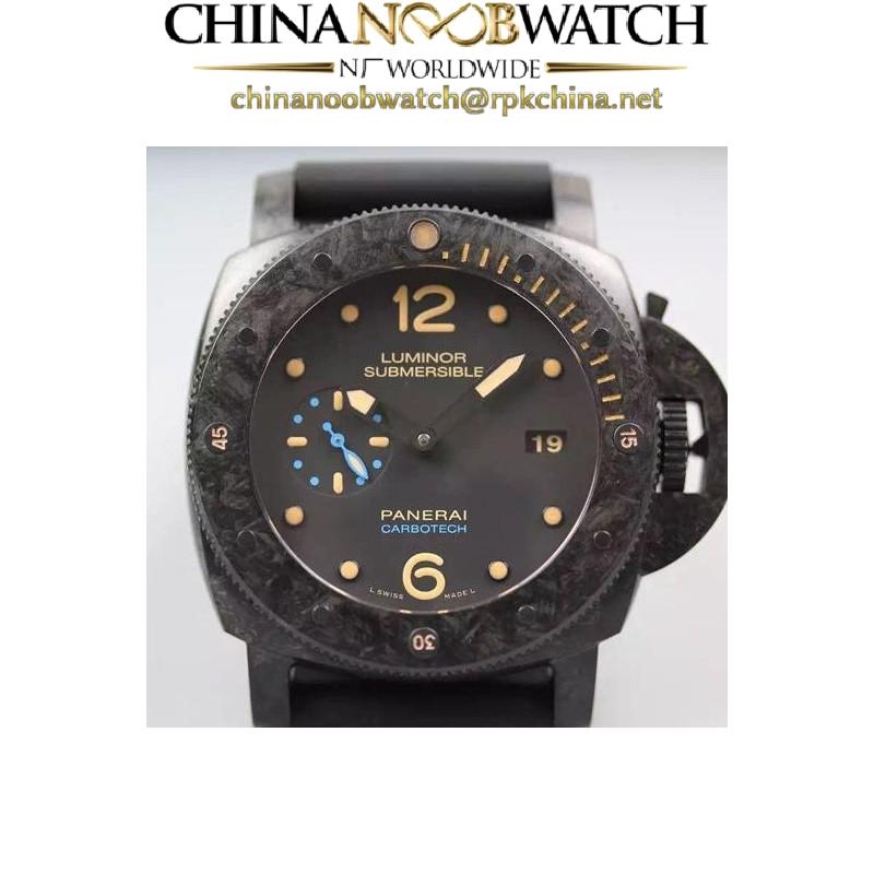 Replica Panerai Luminor Submersible 1950 PAM 616 Forged Carbon Black Dial Swiss  P9000