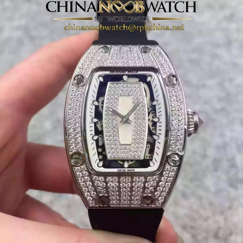 Replica Richard Mille RM07 Ladies Stainless Steel & Diamonds White & Diamonds Dial M6T51