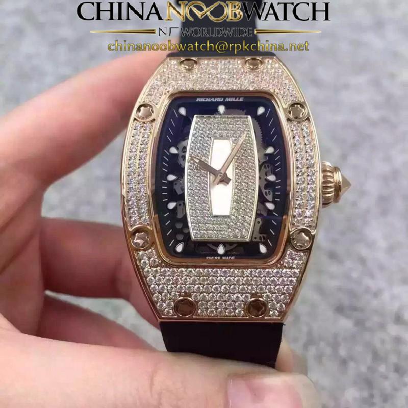 Replica Richard Mille RM07 Ladies Rose Gold & Diamonds Black & Diamonds Dial M6T51