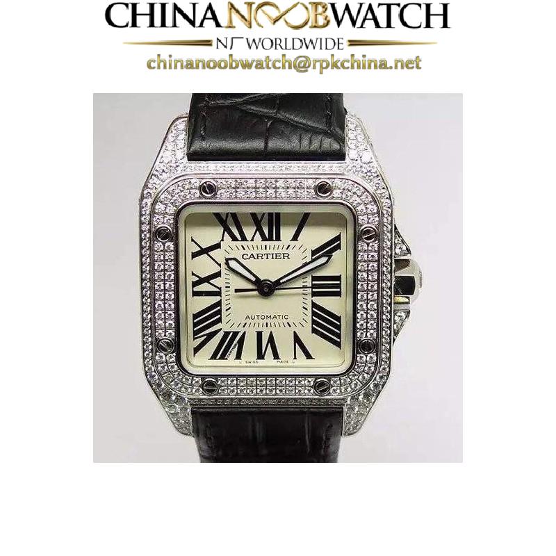 Replica Cartier Santos 100 39MM Stainless Steel & Diamonds Swiss 2836-2