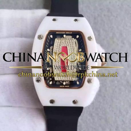 Replica Richard Mille RM07 Ladies Ceramic Red & Diamonds Dial M6T51