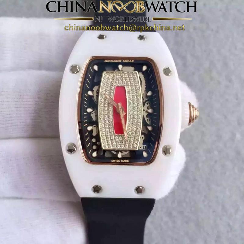 Replica Richard Mille RM07 Ladies Ceramic Red & Diamonds Dial M6T51