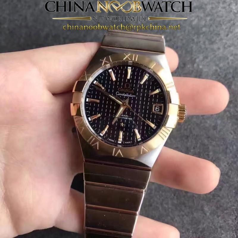 Replica Omega Constellation 123.20.38.21.01.002 38MM V6 Stainless Steel & Yellow Gold Black Dial Swiss 8500