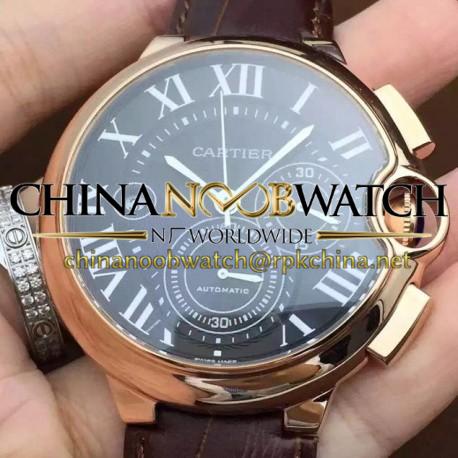 Replica Cartier Ballon Bleu Chronograph Rose Gold Black Dial Swiss 7750