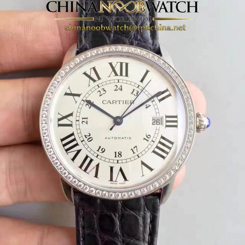 Replica Ronde Solo De Cartier W6701010 42MM TW Stainless Steel & Diamonds White Dial Swiss 2892