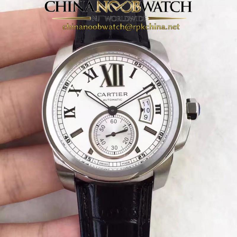 Replica Calibre De Cartier W7100037 42MM TF Stainless Steel White Dial Swiss 1904MC