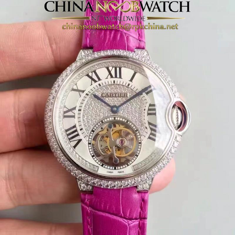 Replica Ballon Bleu De Cartier Flying Tourbillon HPI00716 39MM TF Stainless Steel & Diamonds Diamonds Dial Swiss 9452MC