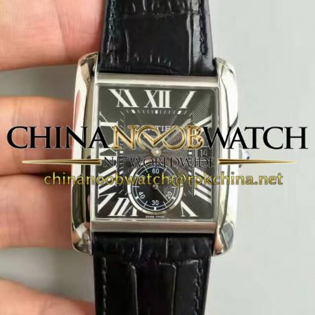 Replica Cartier Tank MC W5330004 JF Stainless Steel Black Dial Swiss 1904MC