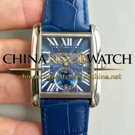 Replica Cartier Tank MC WSTA0010 JF Stainless Steel Blue Dial Swiss 1904MC