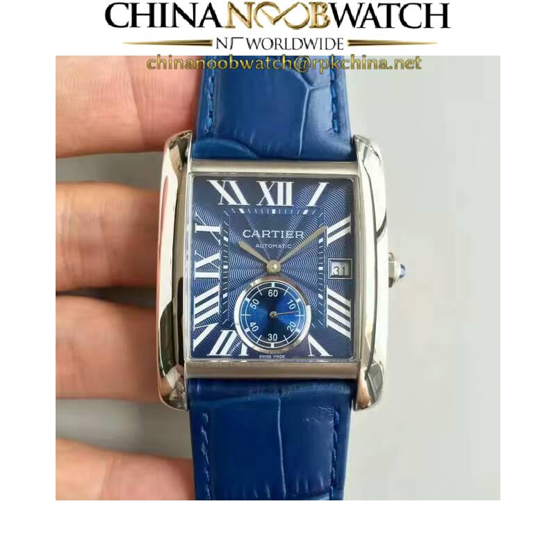 Replica Cartier Tank MC WSTA0010 JF Stainless Steel Blue Dial Swiss 1904MC